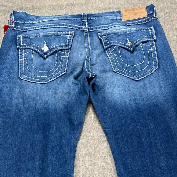 True Religion Straight Natural Big T Flap Denim Jeans Men's 40 Mid Rise Blue NWT
